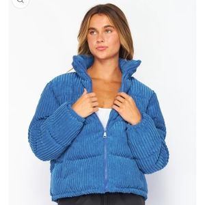 Cropped Blue Puffer Jacket NWOT